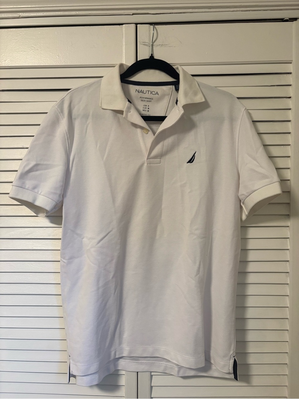 Nautica White Short-Sleeve Polo with Navy Sail Logo